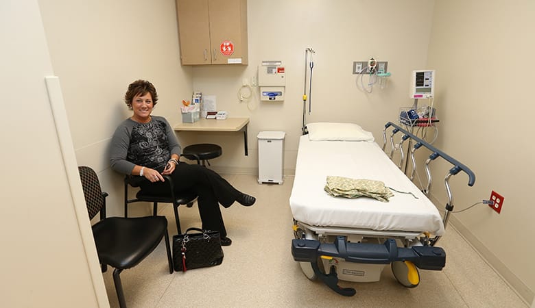 Woman waiting for colonoscopy