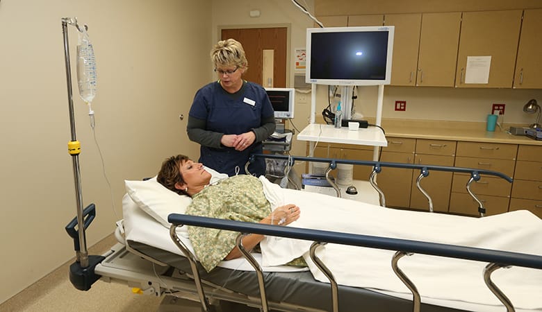 Endoscopy Center - patient with nurse, prior to procedure