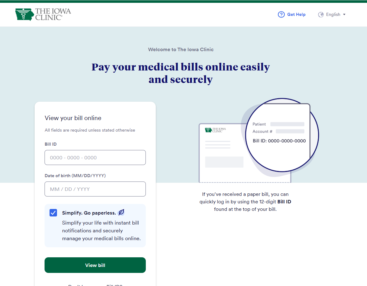 The Iowa Clinic Bill Pay Homescreen